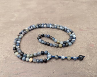 Kyanite Mala  necklace rosary, 108 prayer beads, natural genuine gemstone