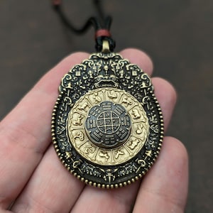 Bagua amulet pendant melong Tibetan mirror defense, negative provocation reflection, Bon Buddhist Tibetan necklace, shaman jewelry