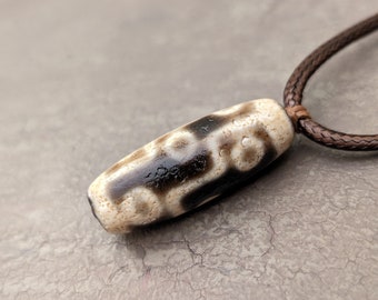 Collana con pendente a 9 perline Dzi Eye, vera agata vintage, tipi di fortuna, talismano amuleto tibetano attira buona fortuna