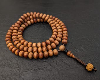 Large Juniper Mala Necklace Rosary 108 Prayer Beads, Natural Genuine fragrance smell Tibetan wood