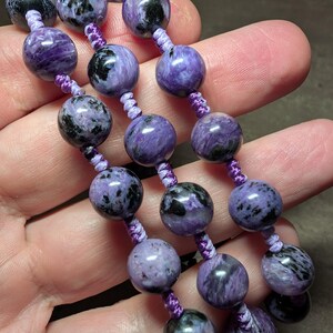 Charoite necklace relieving mental stress, natural genuine authentic gemstone image 7