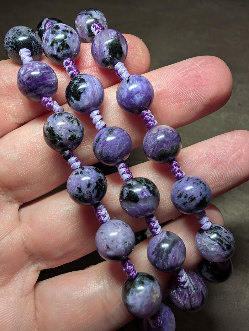 Charoite necklace relieving mental stress, natural genuine authentic gemstone image 7