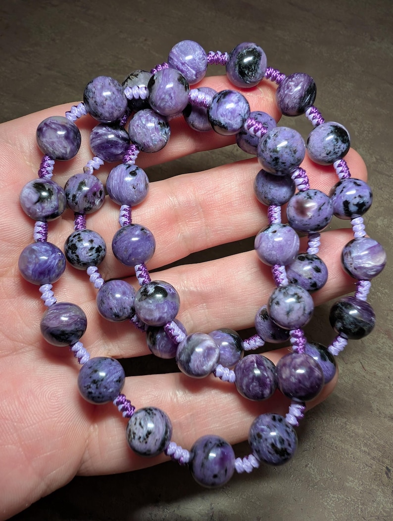 Charoite necklace relieving mental stress, natural genuine authentic gemstone image 8
