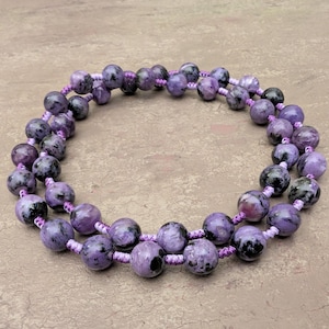 Charoite necklace relieving mental stress, natural genuine authentic gemstone image 1