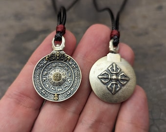 Bagua Melong Mirror pendant necklace Tibetan Buddhist defense protection from negative provocations shaman amulet talisman cross vajra