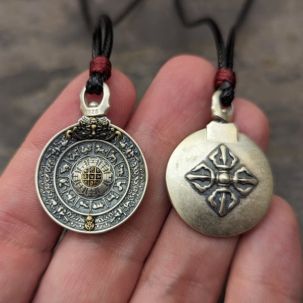 Bagua Melong Spiegel Anhänger Halskette tibetischen buddhistischen Verteidigung Schutz vor negativen Provokationen Schamane Amulett Talisman Kreuz Vajra