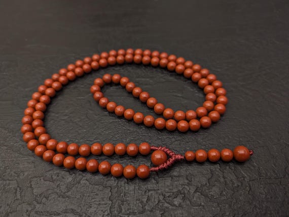 Red Jasper Mala Necklace Rosary 108 Prayer Beads, absolutely natural gemstone