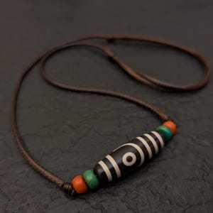2 Eye Dzi bead pendant necklace natural genuine Tibetan agate gemstone Love talisman amulet