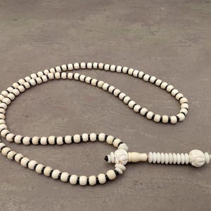 Yak bone mala necklace rosary 108 prayer beads Tibetan shaman Buddhist macrame meditation jewelry Nepal