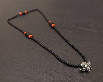 Collana con ciondolo Garuda Amuleto talismano tibetano di protezione della difesa e collana di onice nero