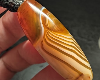 Gobi Agate Pendant Necklace, Absolutely Natural Rare Gemstone Dzi