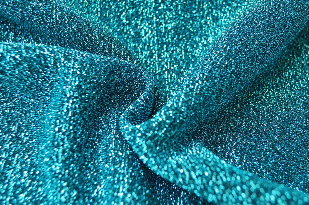 Glitter Knitfabric Metallic Shiny Elastic TURQUOISE Etsy