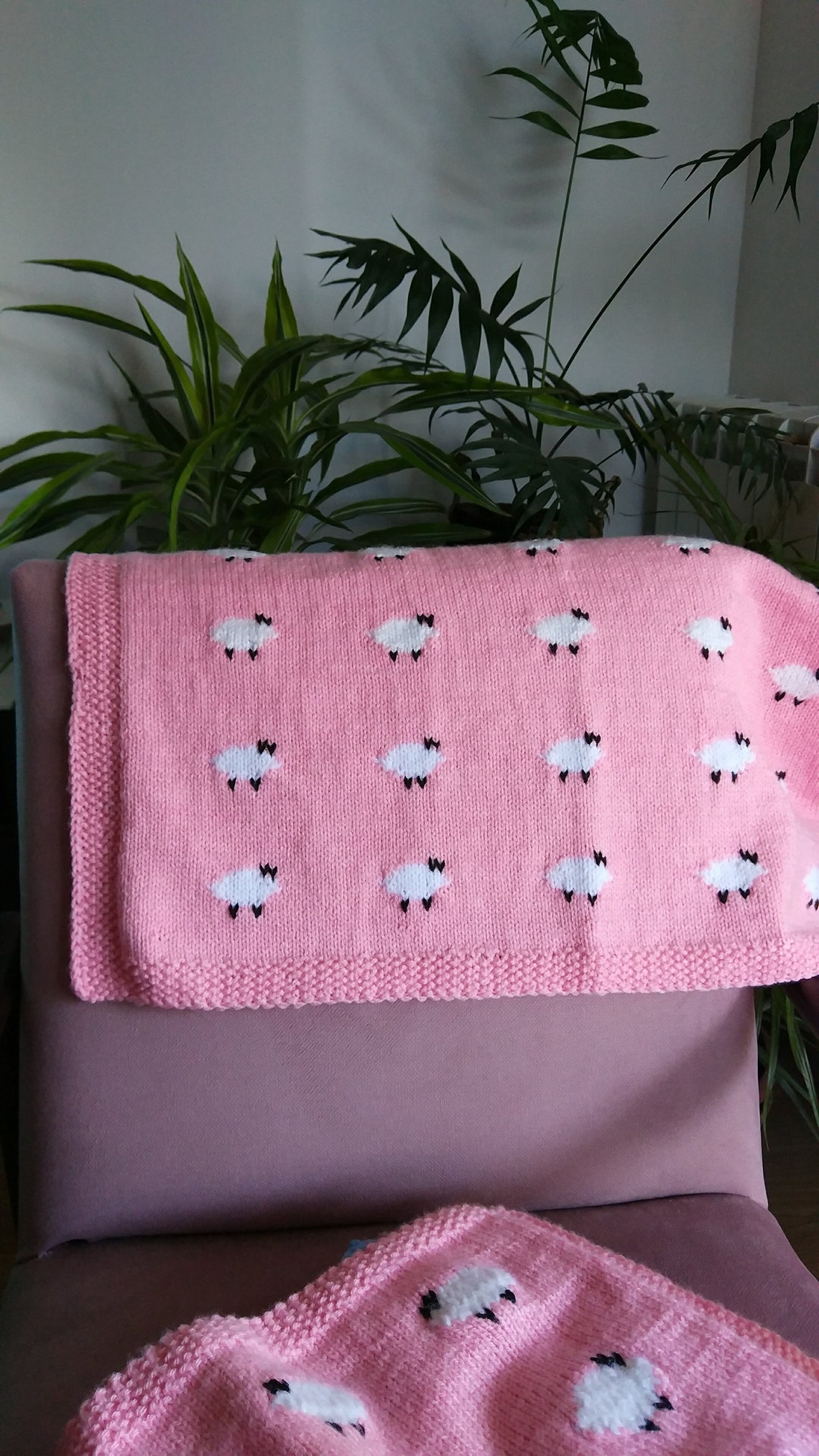 Knitted Sheep Designed Wool Baby Blanket Lamb Baby Blanket Etsy
