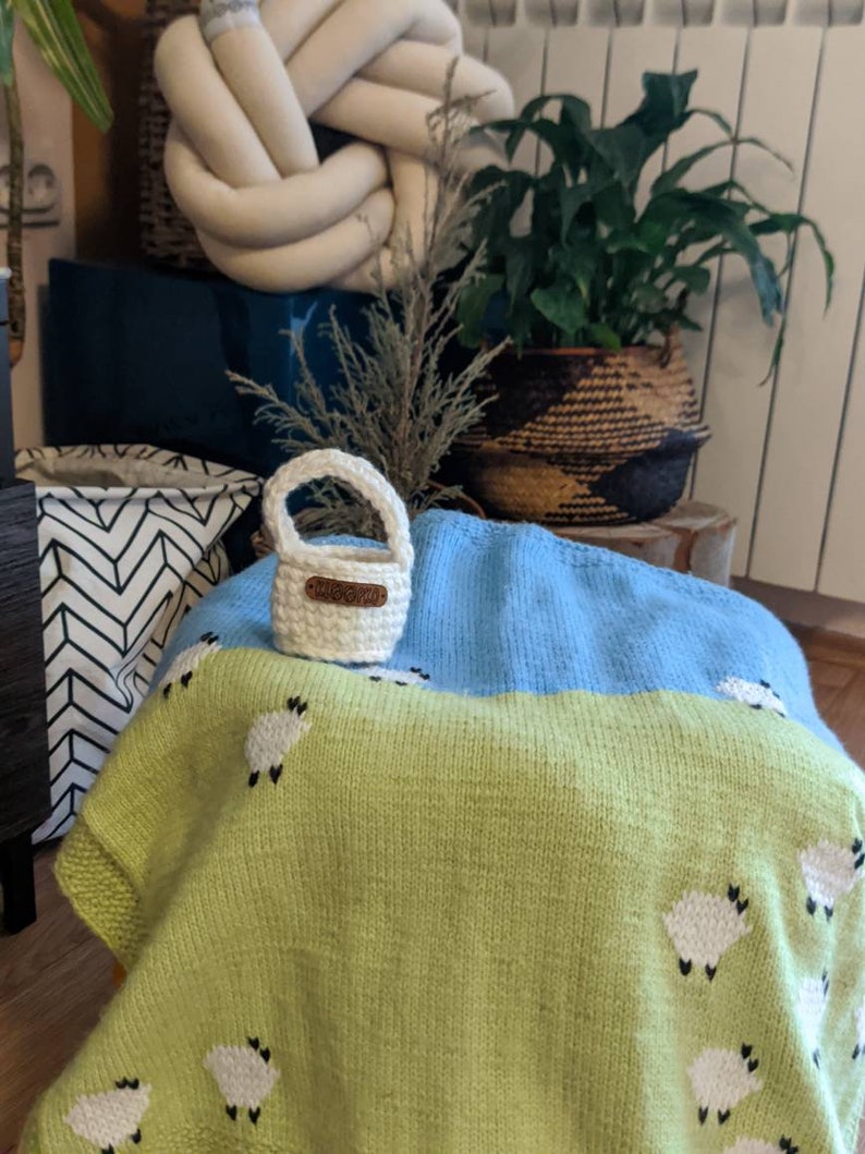 Knitted Sheep Designed Wool Baby Blanket Lamb Baby Blanket Etsy