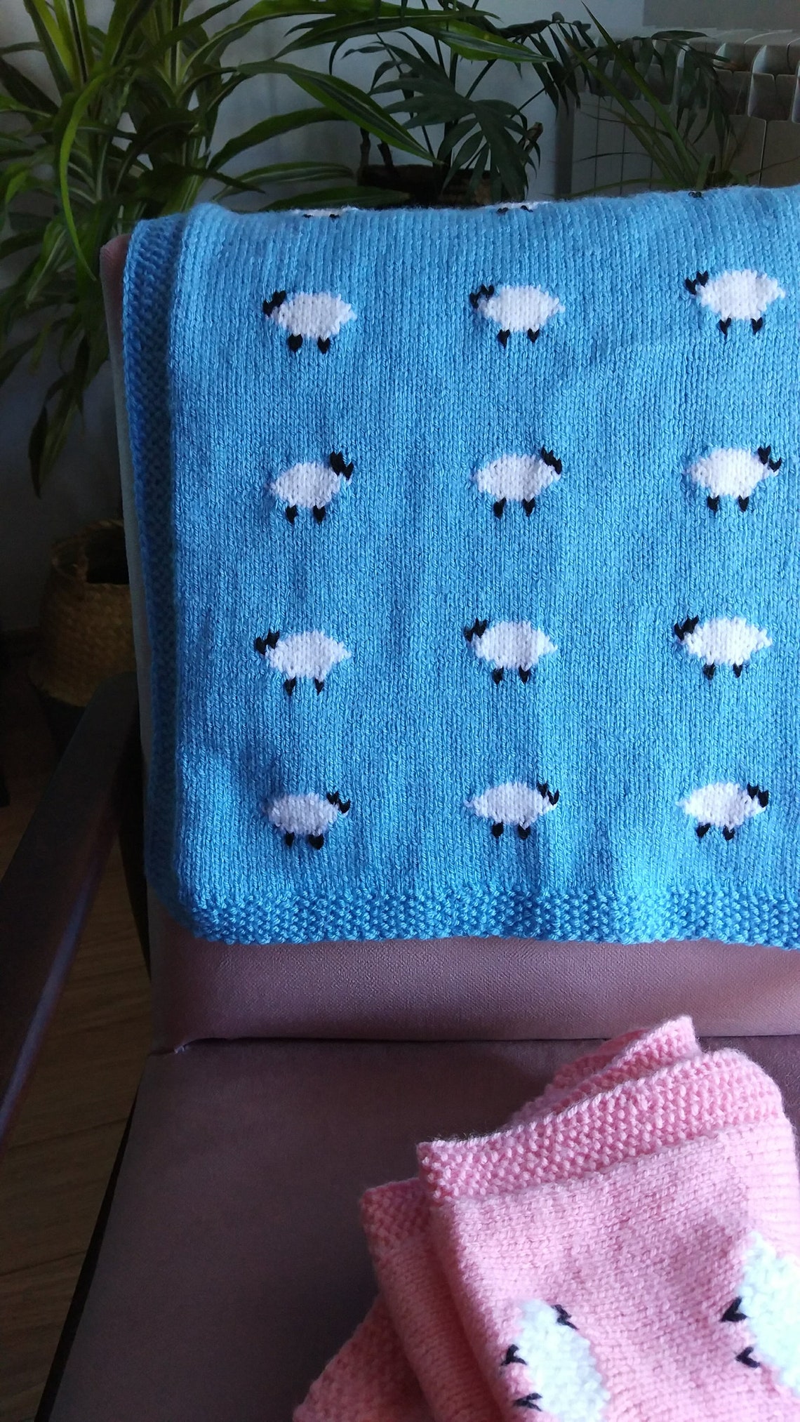 Knitted Sheep Designed Wool Baby Blanket Lamb Baby Blanket Etsy