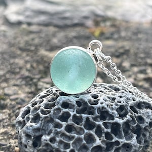 Genuine Sea Glass Marble Necklace, Genuine Sea Marble Pendant, Sea Marble Necklace