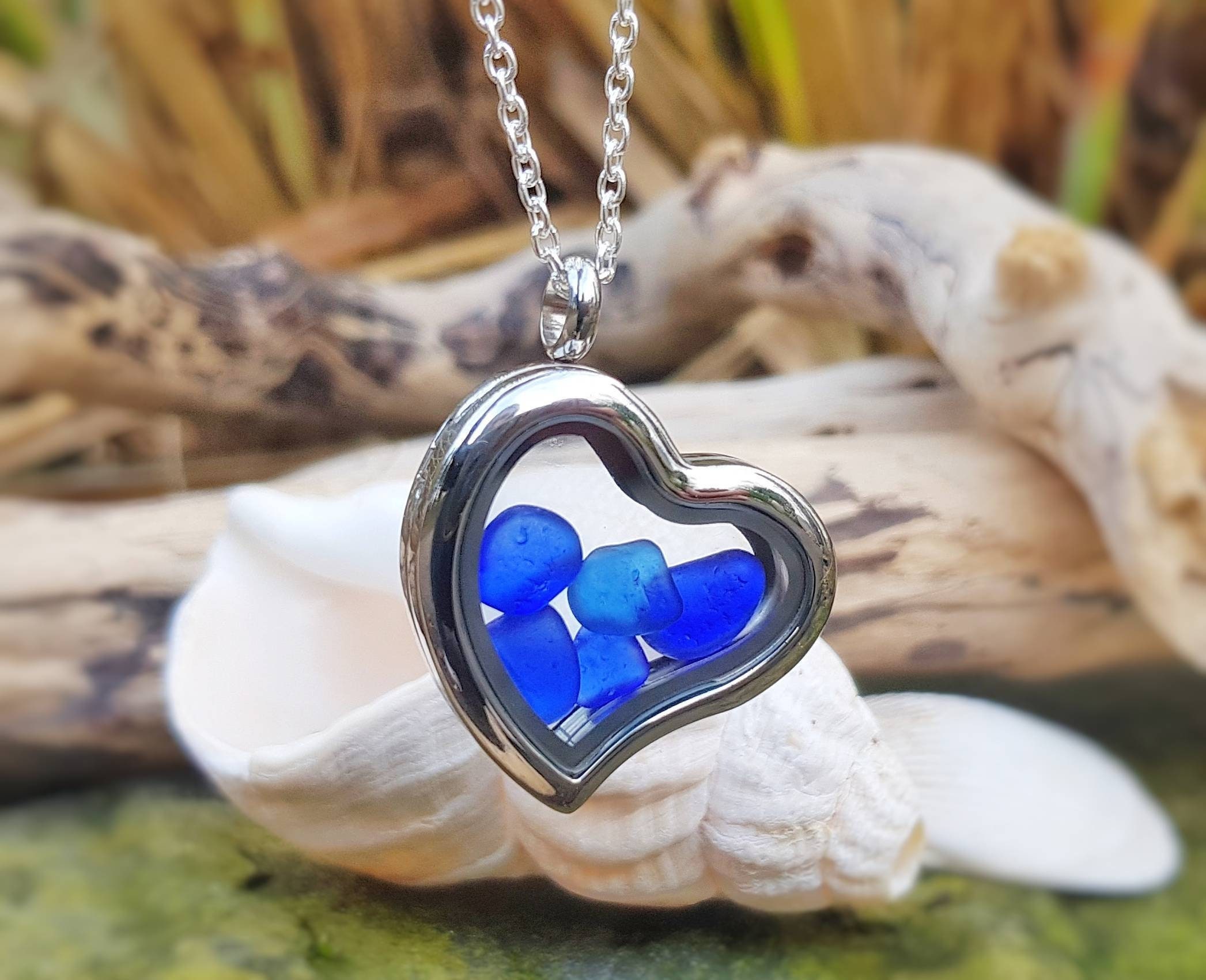 Blue heart locket deals