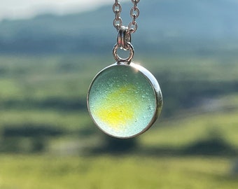 Genuine Sea Glass Marble Necklace: Sterling Silver Bezel, Beach Jewelry