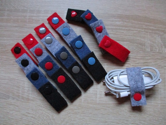 Cable holder for mobile phone felt 20 variations with Snap KAMs 20 variations Cable holder for cellphone