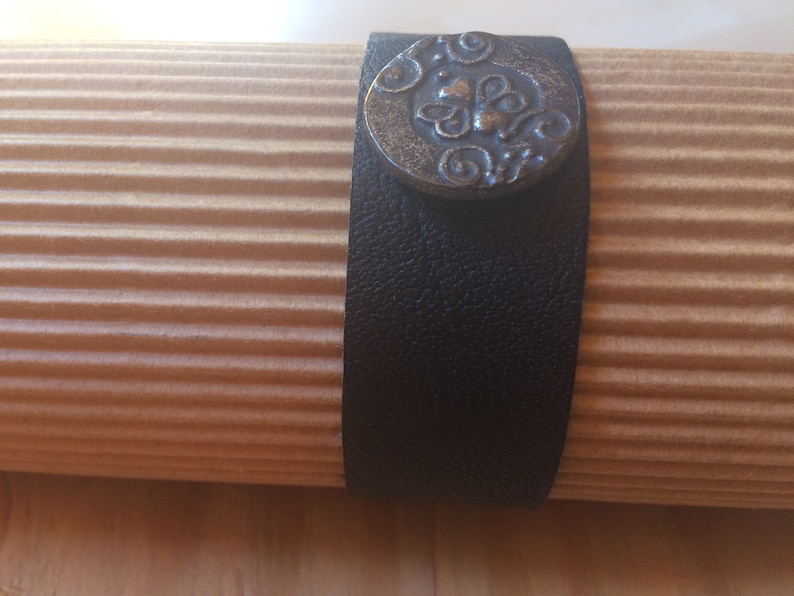 Bracelet Real Leather Gothic Leather Bracet Black Charm Black Charm Black Charm