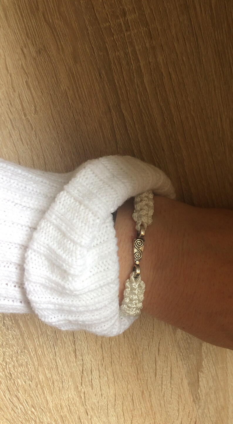 Macrame bracelet white silver Celtic women men jewelry friendship bracelet bracelet white silver celtic women men jewelr