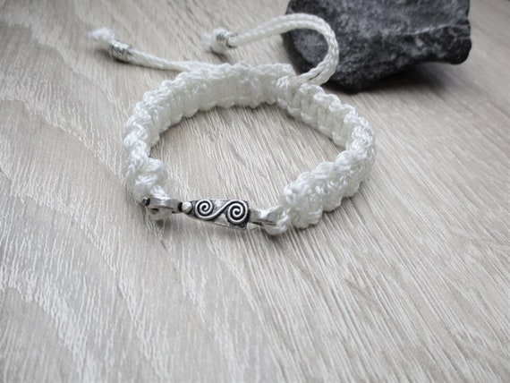 Macrame bracelet white silver Celtic women men jewelry friendship bracelet bracelet white silver celtic women men jewelr