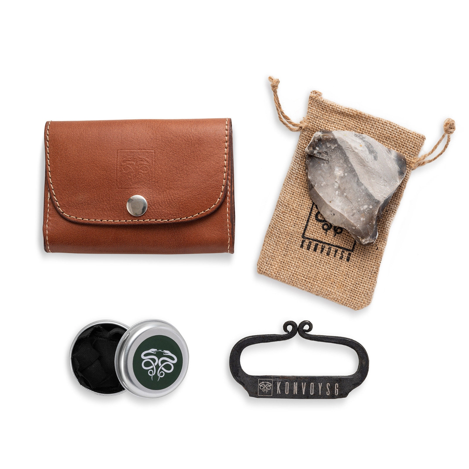 The Artisan Heritage Fire Kit - Hand-Forged Carbon Steel & English Flint in a Premium Top-Grain Leather Pouch