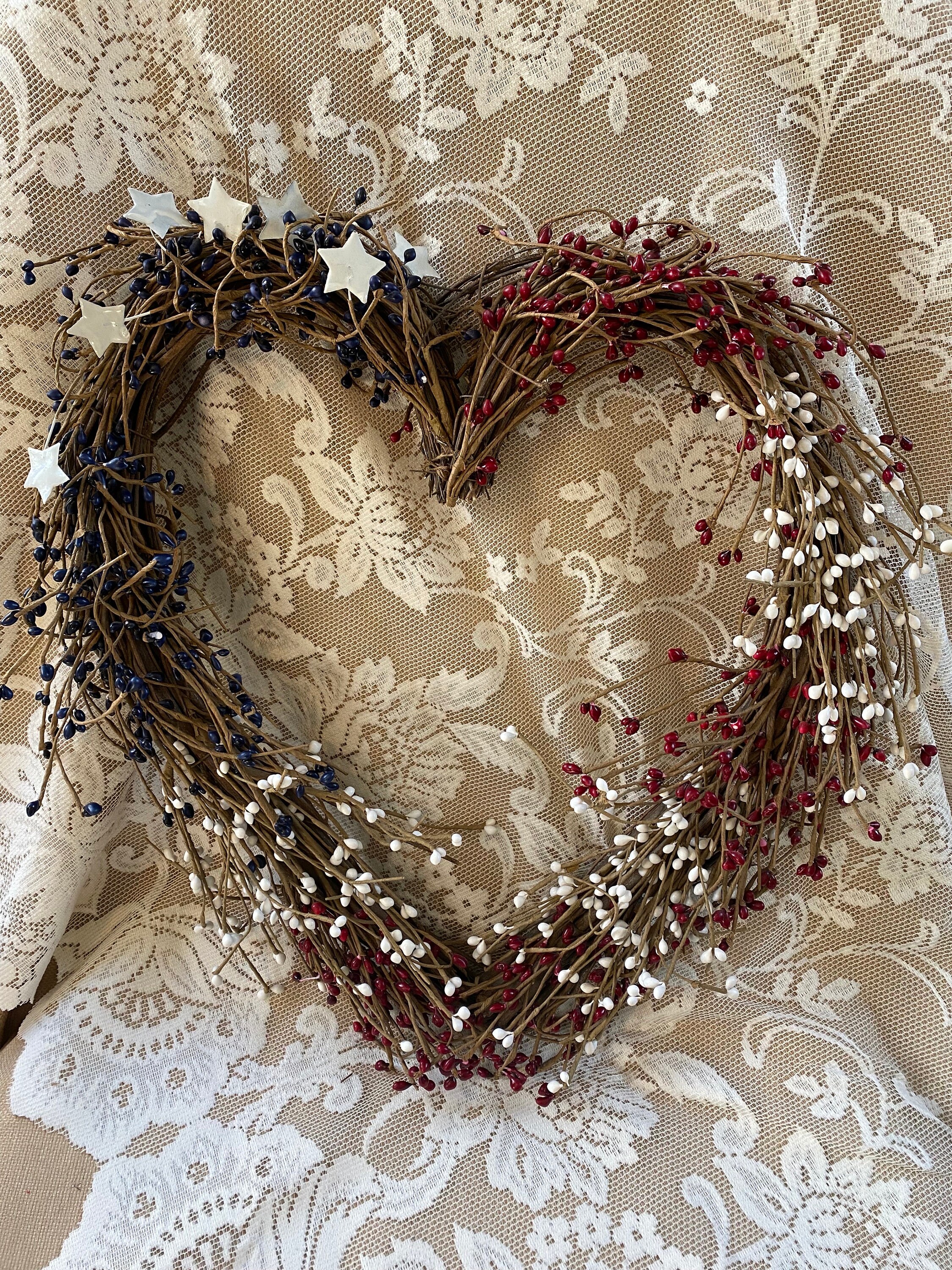 Red and Cream Pip Berry Garland, Country Garland, Floral Garland 