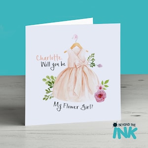 Personalised Flower Girl Card - Flower Girl Proposal - Will You Be My Flower Girl - Cute - Classy - Pretty - Wedding Invitation - Peach