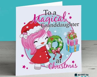 Personalised Unicorn Christmas Card - To A Magical Niece - Mum - Nan - Sister - Daughter - Grandma - Nanny - Auntie - Aunt - Nanna - Cousin
