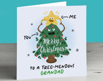 Tree-Mendous - Funny, Cute Christmas Card For Grandad