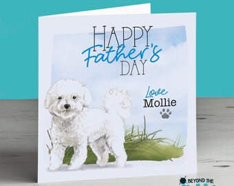 Carte de fête des pères personnalisée Bichon Frise du chien pour papa papa