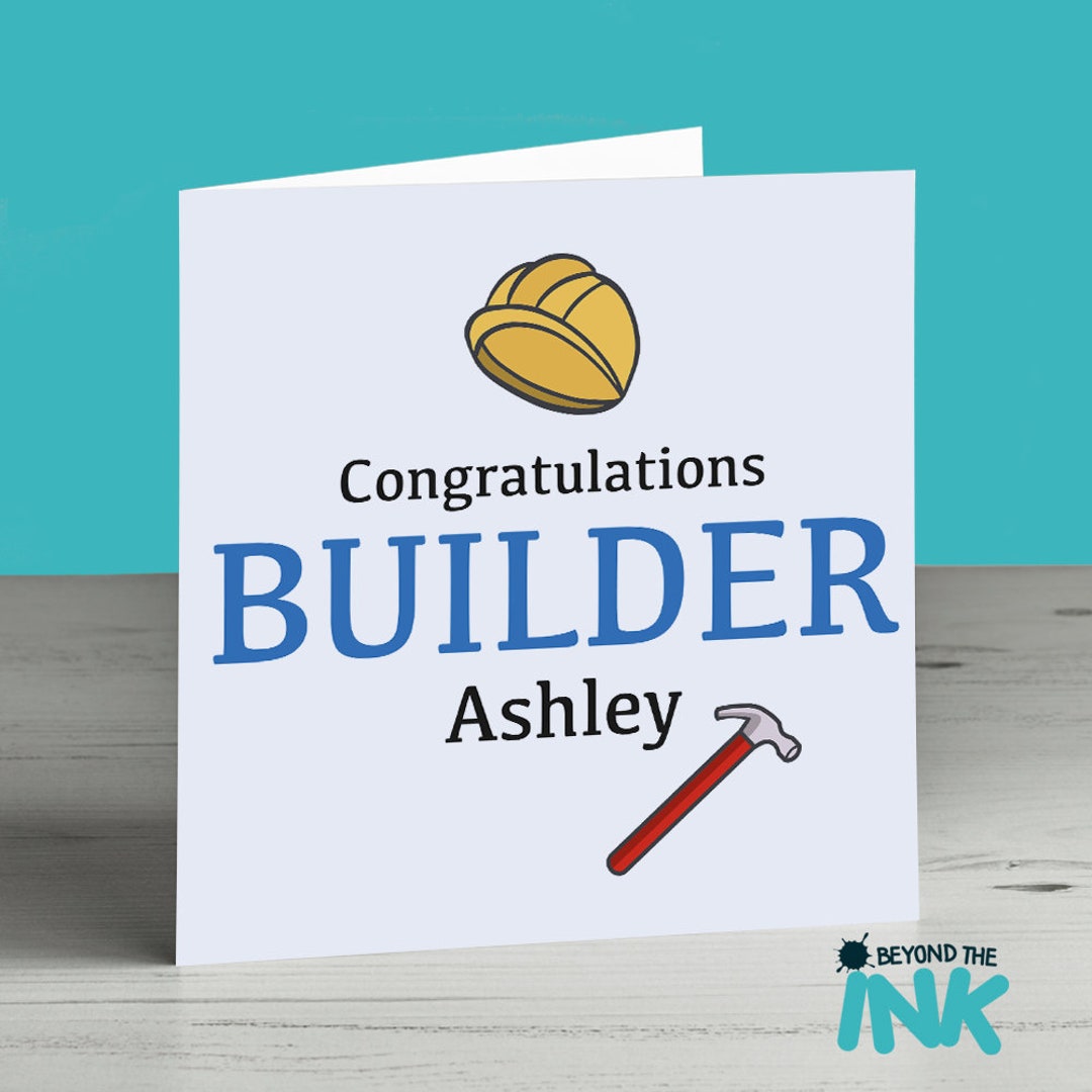 New Job Card for A Builder Congratulations Personalised - Etsy