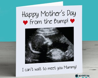 Personalised 1st Mothers day Card - First card From The Bump - Baby Scan card - Mummy Mommy Grandma Nanna Granny