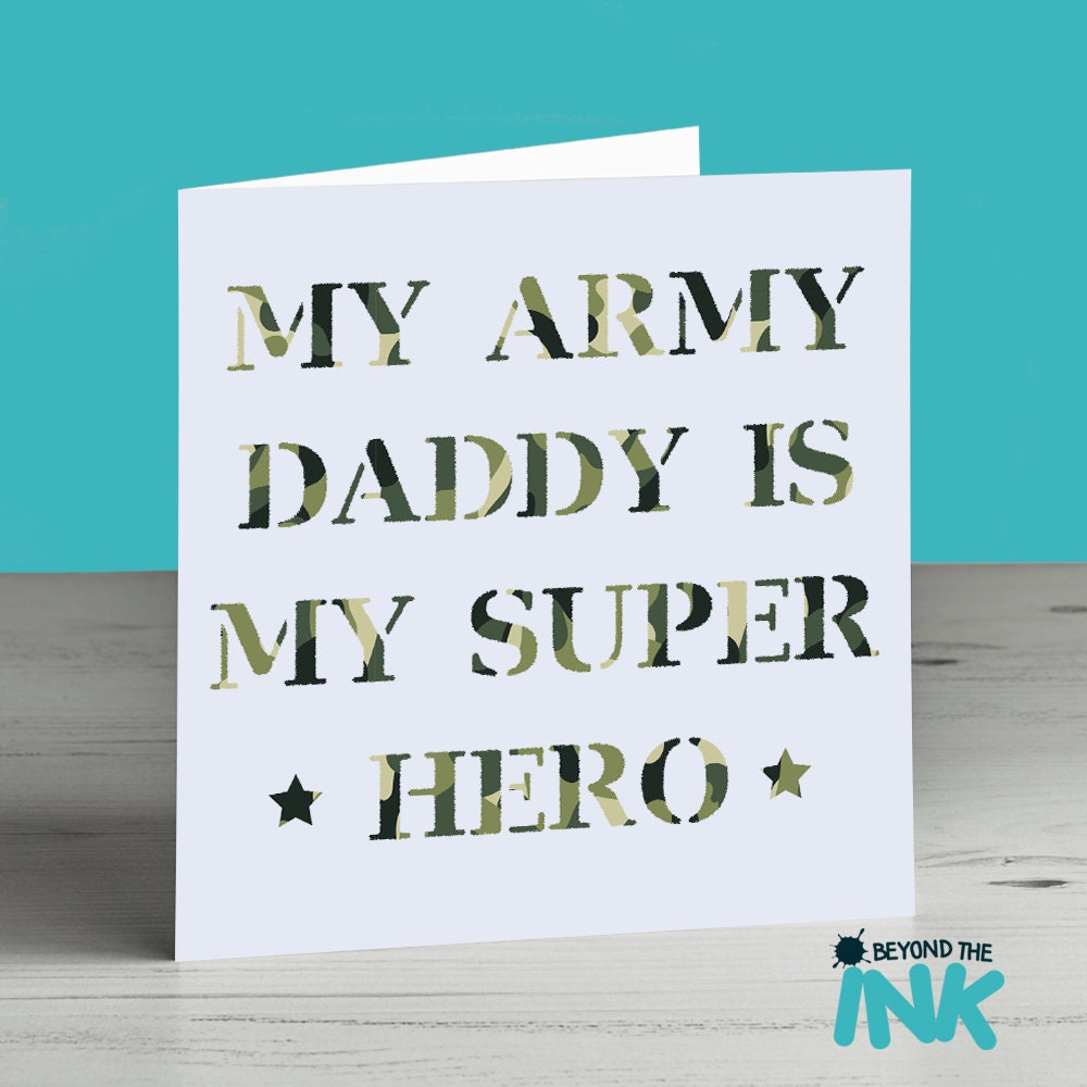 Father's Day Card For Soldier Dad My Army Daddy Is My Super Hero Birthday Card 