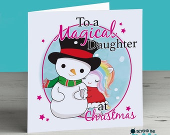 Personalised Unicorn Christmas Card - To A Magical Daughter - Mum - Nan - Sister - Niece - Grandma - Nanny - Auntie - Aunt - Nanna - Cousin