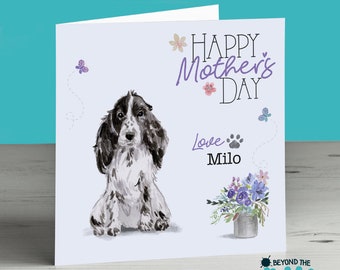 Personalised Mothers Day Card From The Dog For Mum Mam Mother Mom Black English Cocker Spaniel