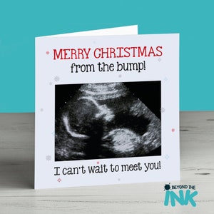 Personalised First Christmas Card 1st Christmas Card From The Bump Scan Picture Baby Scan Christmas Card 画像 1