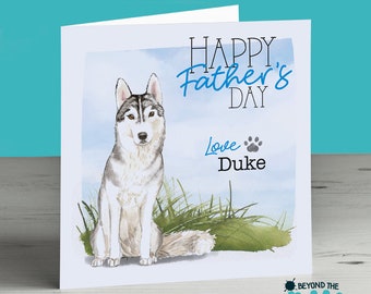 Carte personnalisée pour la fête des pères Husky sibérien du chien pour papa papa