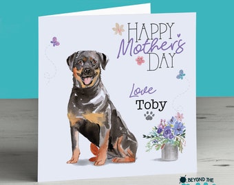 Personalised Mothers Day Card From The Dog For Mum Mam Mother Mom Rottweiler