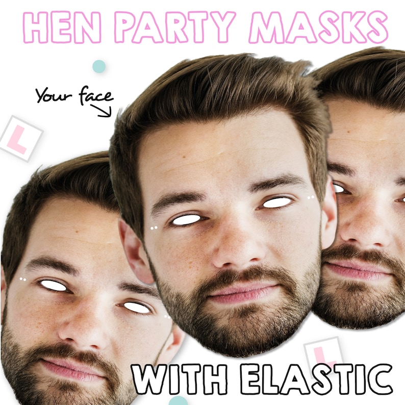 Hen Party Photo Face Masks With Elastic Already Machine Cut Just Send Us Your Photo image 1