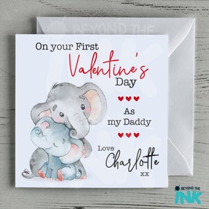 Valentines Day Card From Baby First Valentines Day Card Personalised For Mummy Daddy Cute Bump Son Daughter 1st Elephant image 2