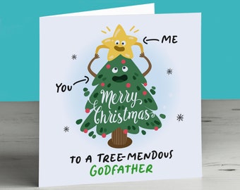 Tree-Mendous - Funny, Cute Christmas Card For Godfather