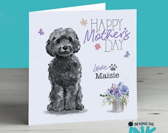 Personalised Mothers Day Card From The Dog For Mum Mam Mother Mom Black Cockapoo