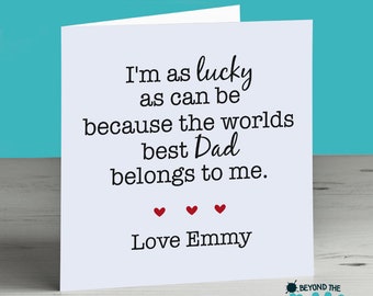 Personalised Cute Father's Day Card - Worlds Best Dad - Cute Birthday Card For Dad - From Daughter - From Son