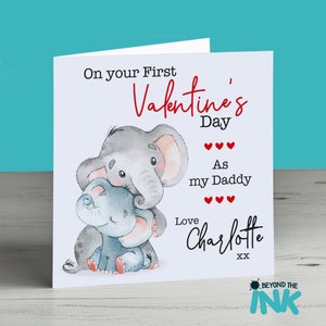 Valentines Day Card From Baby First Valentines Day Card Personalised For Mummy Daddy Cute Bump Son Daughter 1st Elephant image 1