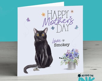 Personalised Mothers Day Cat Card From The Cat For Mum Mam Mother Mom Bombay