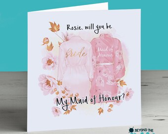 Personalised Will You Be My Maid Of Honour Card - Bridesmaid Card - Bridesmaid Proposal - Bridal Party Card - Maid Of Honor Invitation Card