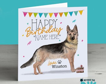 Carte d'anniversaire personnalisée berger allemand alsacien du chien - Carte d'anniversaire pour chien