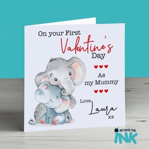 Valentines Day Card From Baby First Valentines Day Card Personalised For Mummy Daddy Cute Bump Son Daughter 1st Elephant image 3